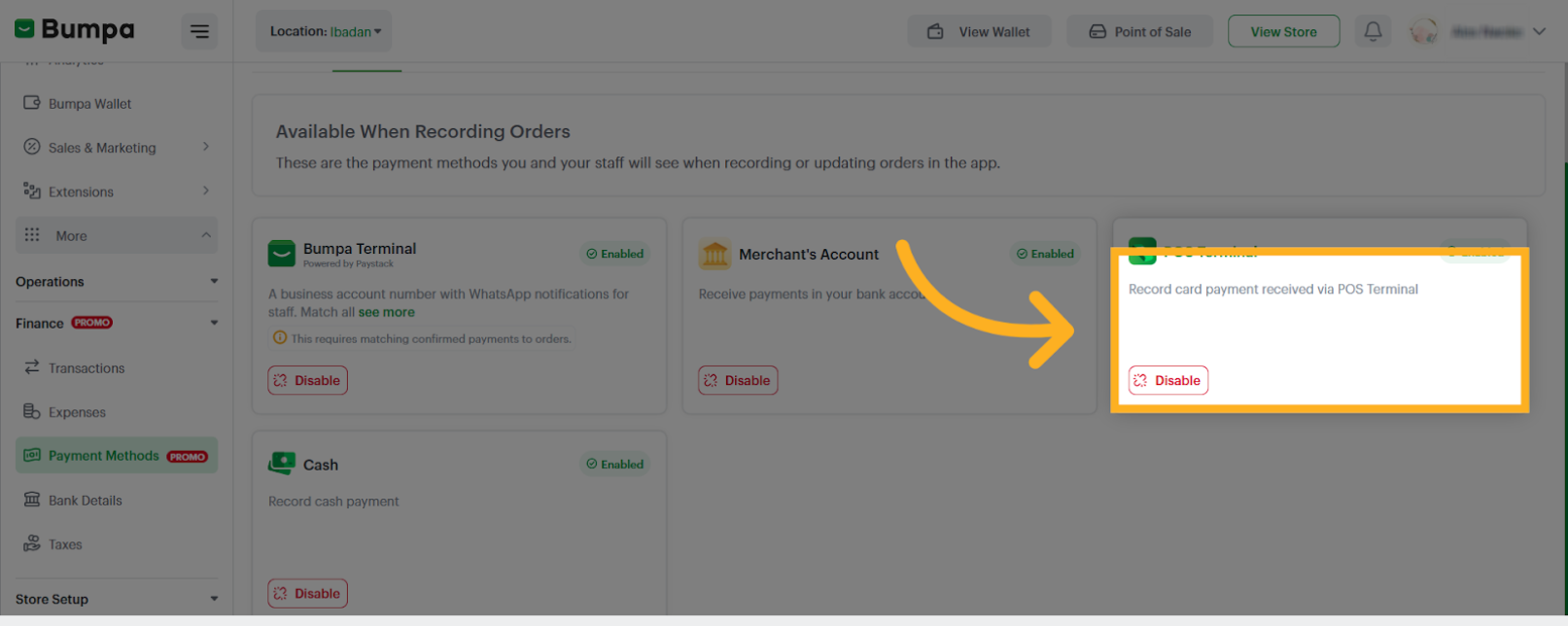 Record Card Payment via POS